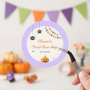 Autocollant en papier d'anniversaire Halloween col