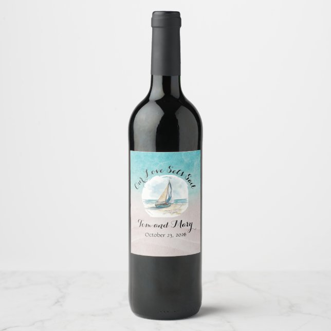 Autocollant En Partance pour Bouteille de Vin  (Devant)