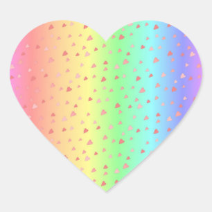 Autocollant en pastel de coeur d'arc-en-ciel de