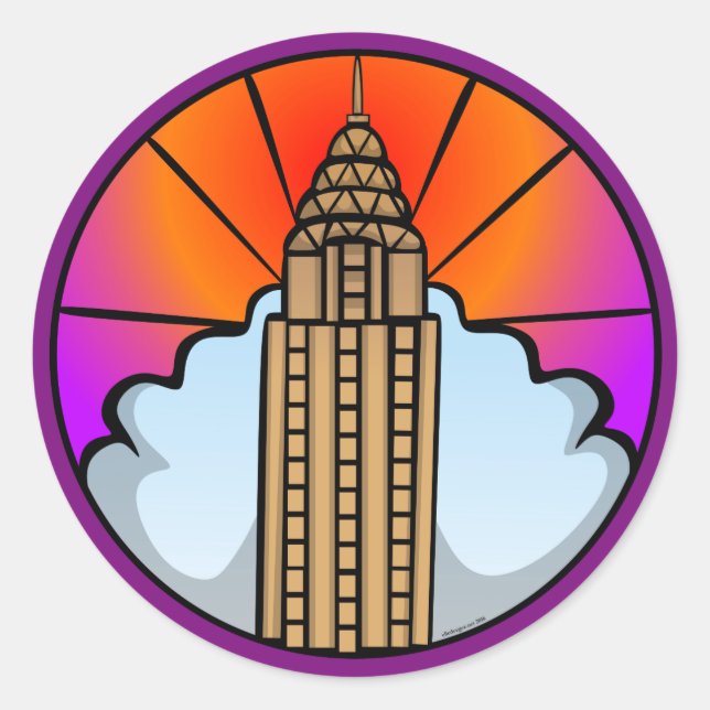 Autocollant en verre coloré NYC Skyscraper (Devant)