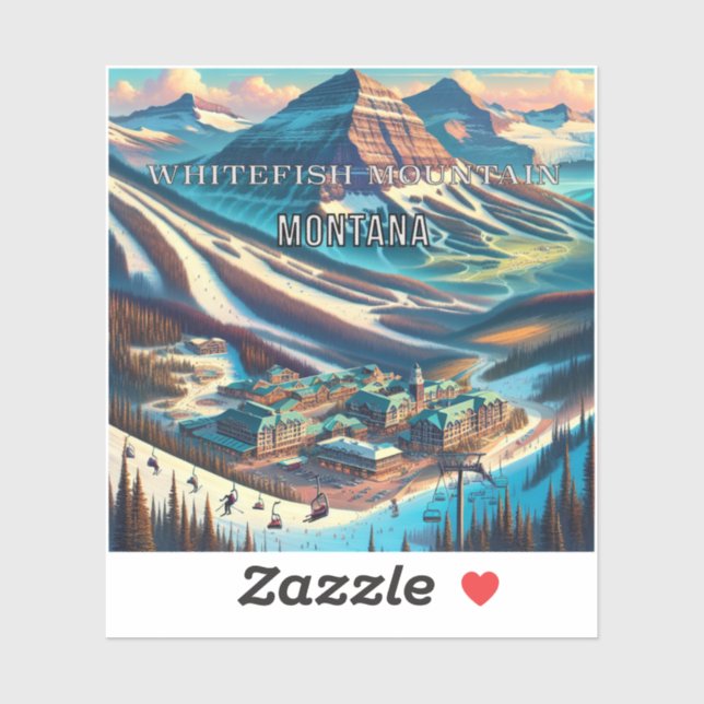 Autocollant en vinyle de 3 pouces de Whitefish Mou (Feuille)