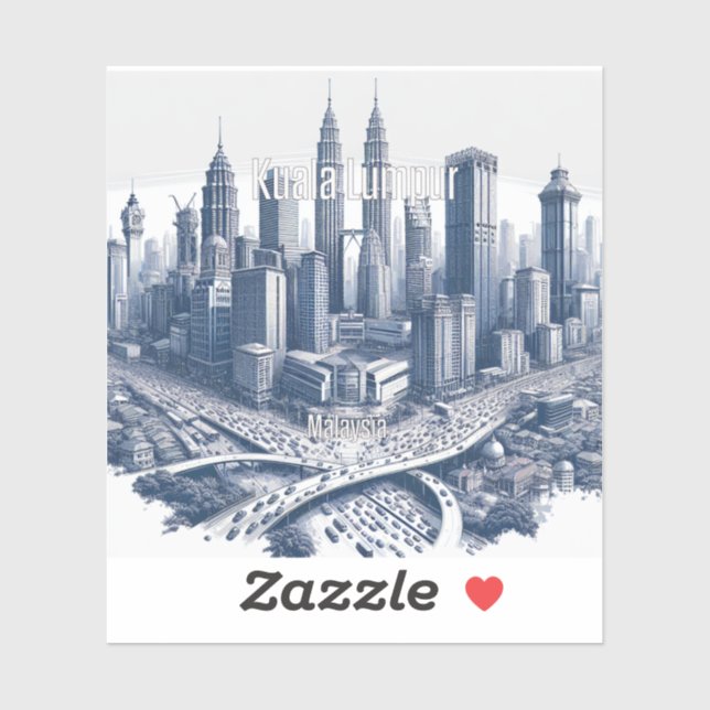 Autocollant en vinyle de 3 pouces Kuala Lumpur Mal (Feuille)