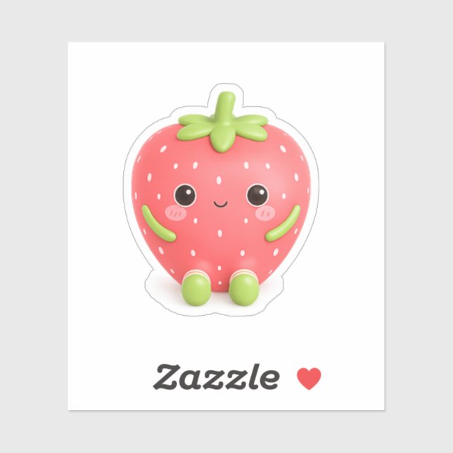 Autocollant en vinyle de fraise mignonne Kawaii (Feuille)
