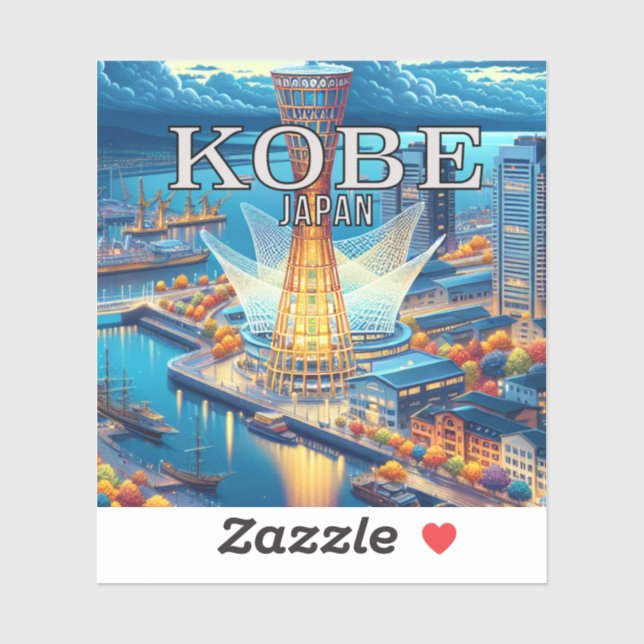 Autocollant en vinyle Kobe Japon 3 pouces (Feuille)