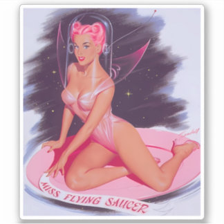 Autocollant en vinyle pour fille Miss Soucoupe vol