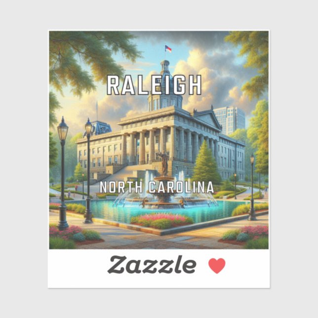 Autocollant en vinyle Raleigh North Carolina 3 pou (Feuille)