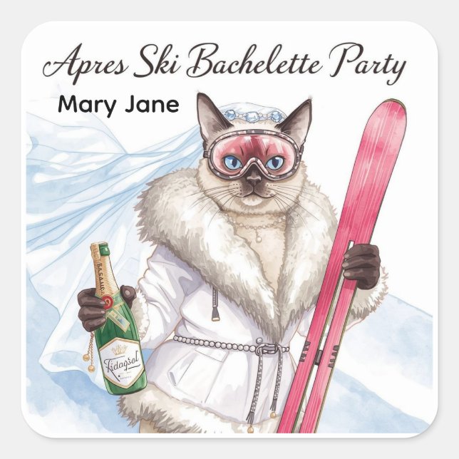 Autocollant enterrement de vie de jeune fille Ski  (Devant)