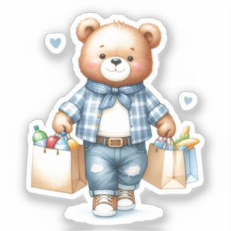 Autocollant Épicerie de l'ourson en peluche
