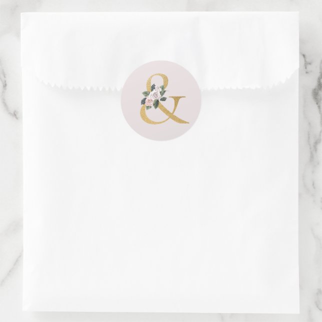 autocollant esperluette or roses de printemps (Sac)
