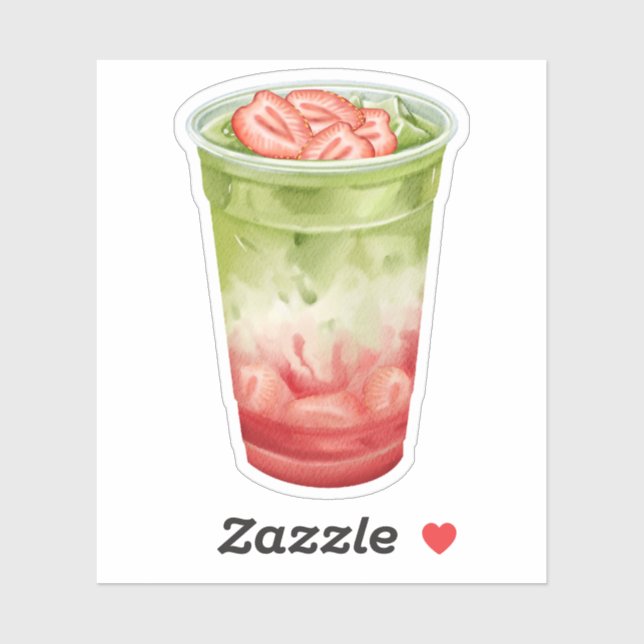 Autocollant esthétique au matcha et fraise mignon (Feuille)