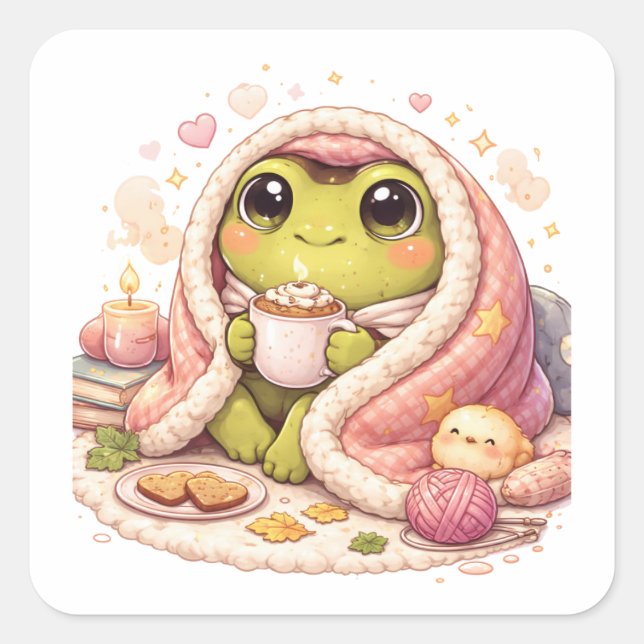 Autocollant esthétique de grenouille cosy (Devant)