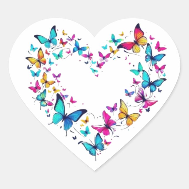 Autocollant esthétique en forme de cœur papillon (Devant)