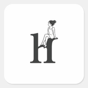 Autocollant esthétique minimaliste de lettre H pou