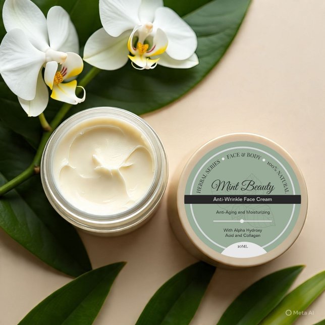 Autocollant Étiquette à la crème verte personnalis (Créateur téléchargé)