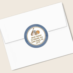 Autocollant étiquette adresse de retour bleu aquar