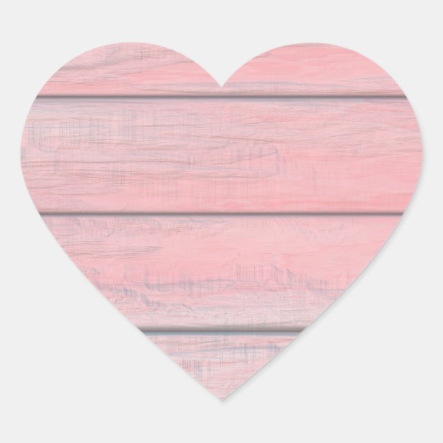 Autocollant Étiquette Bois Coeur Rose Rustique (Devant)