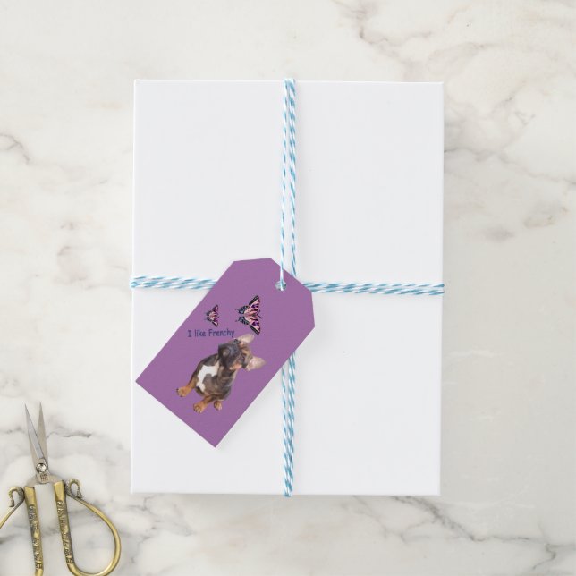 Autocollant étiquette bouledogue français cadeau (With Twine)