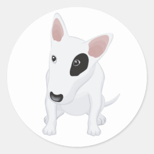 Autocollant / Étiquette Chien Bull Terrier Bleu