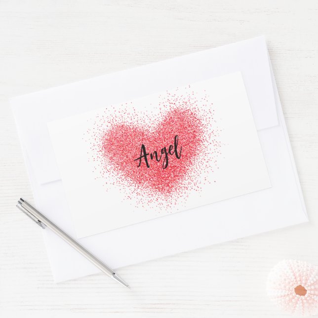 Autocollant, Étiquette - Coeur rouge (Enveloppe)