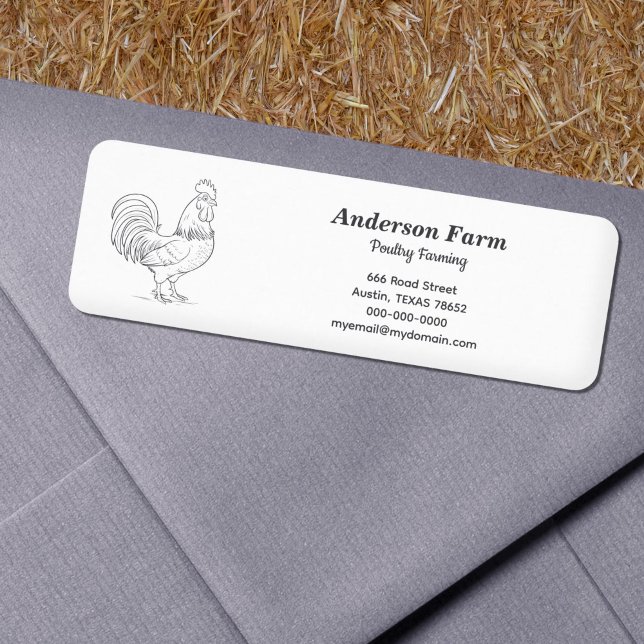 Autocollant Étiquette de adresse de la ferme-coq (Rooster Farm Address Label Sticker)