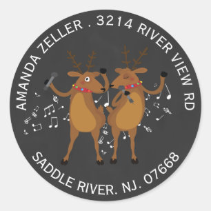 Autocollant Étiquette de adresse de Noël de rennes