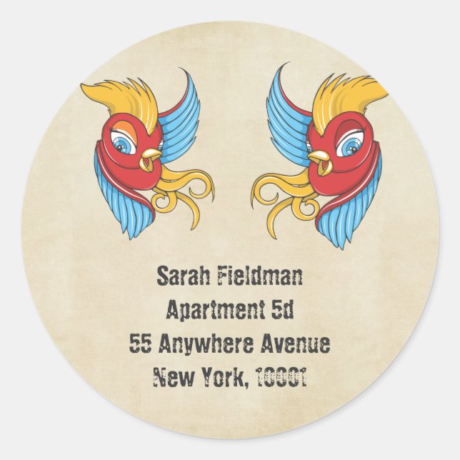 Autocollant Étiquette de adresse de nom d'hirondel (Devant)