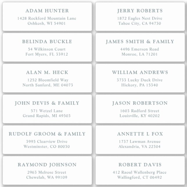 Autocollant étiquette de adresse invité mariage pe (Devant)