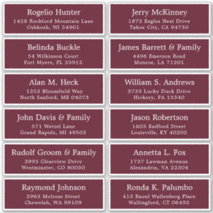 Autocollant étiquette de adresse invité mariage pe