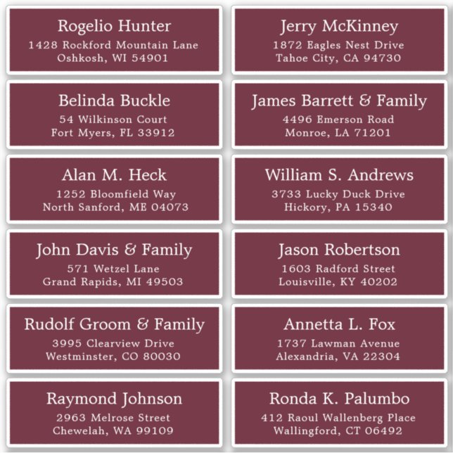 Autocollant étiquette de adresse invité mariage pe (Devant)