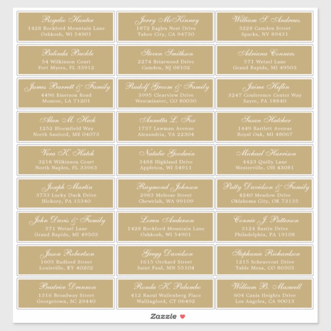 Autocollant étiquette de adresse invité mariage pe (Feuille)