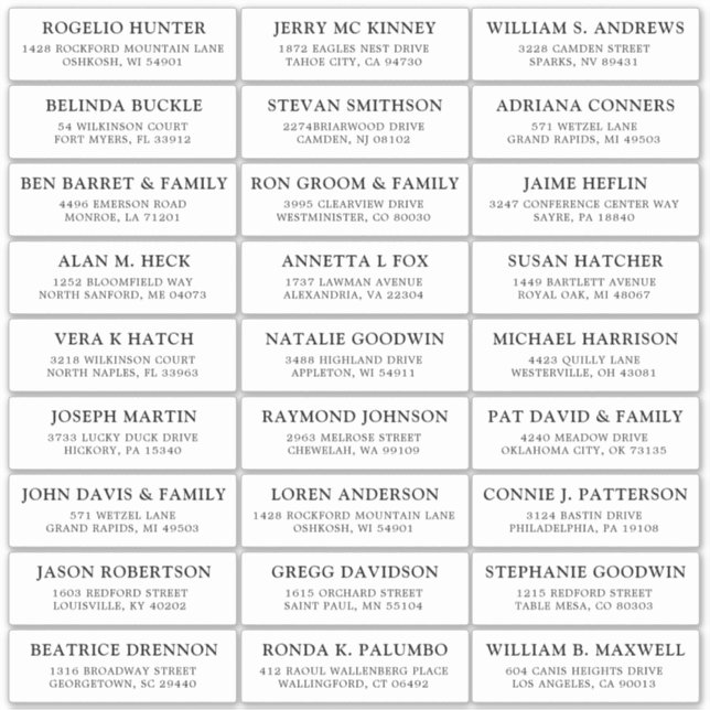 Autocollant étiquette de adresse invité mariage pe (Devant)