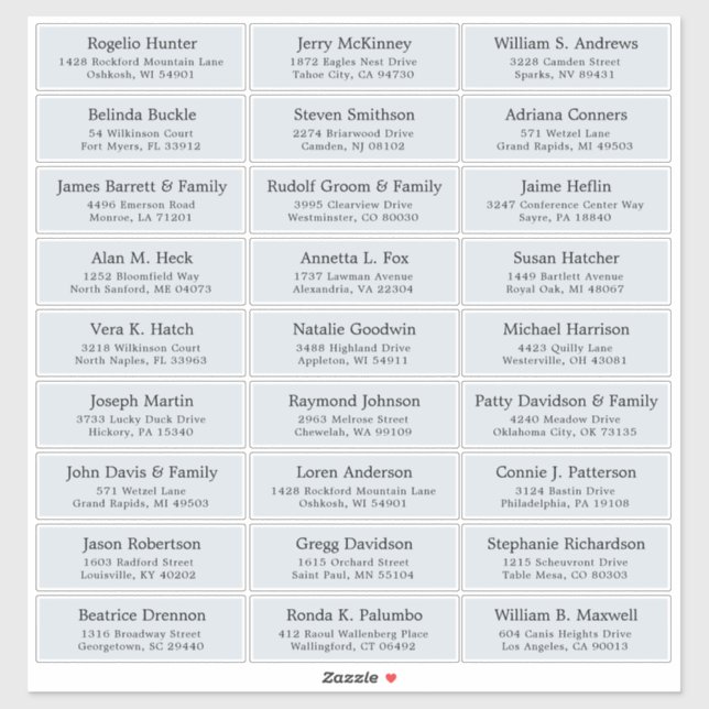 Autocollant étiquette de adresse invité mariage pe (Feuille)