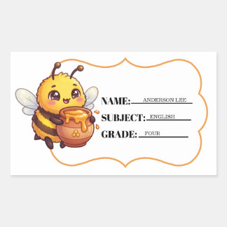 Autocollant étiquette de nom d'école de l'abeille