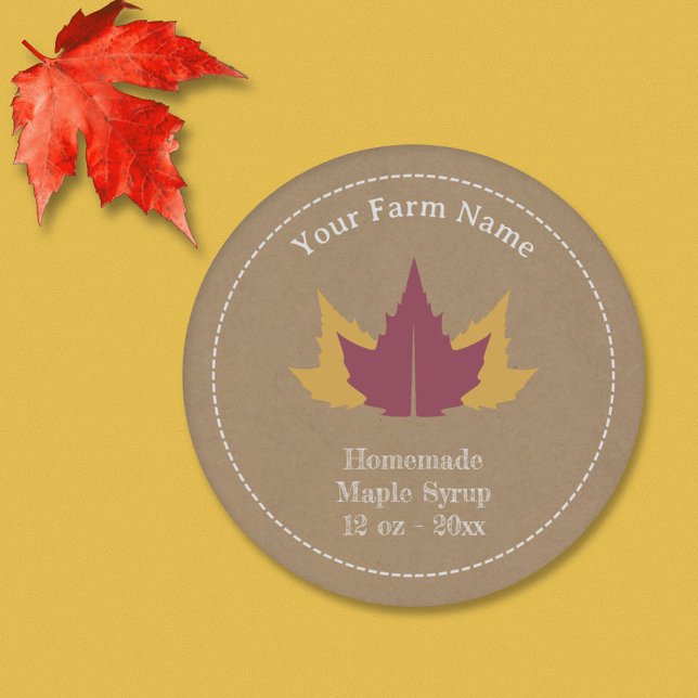 Autocollant Étiquette de sirop d'érable Kraft & Ru (Kraft & Rustic Maple Syrup Label Sticker)