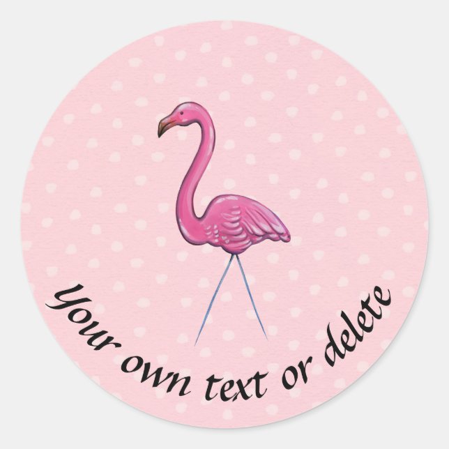 Autocollant étiquette flamingo rose personnalisé (Devant)