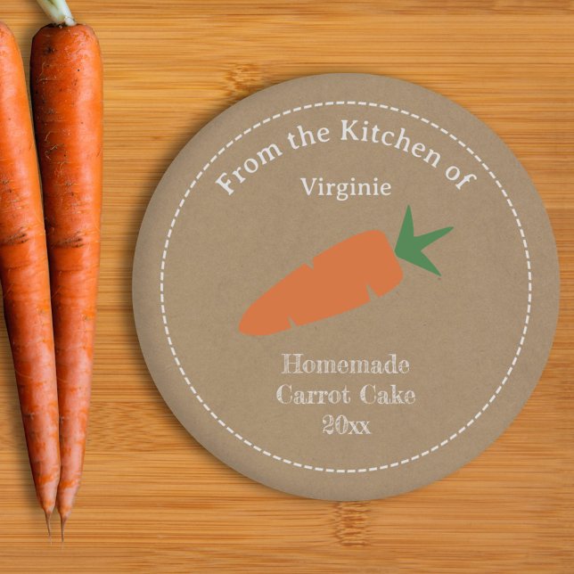 Autocollant Étiquette Kraft & Rustic Carrot Cake (Kraft & Rustic Carrot Cake Label Sticker)
