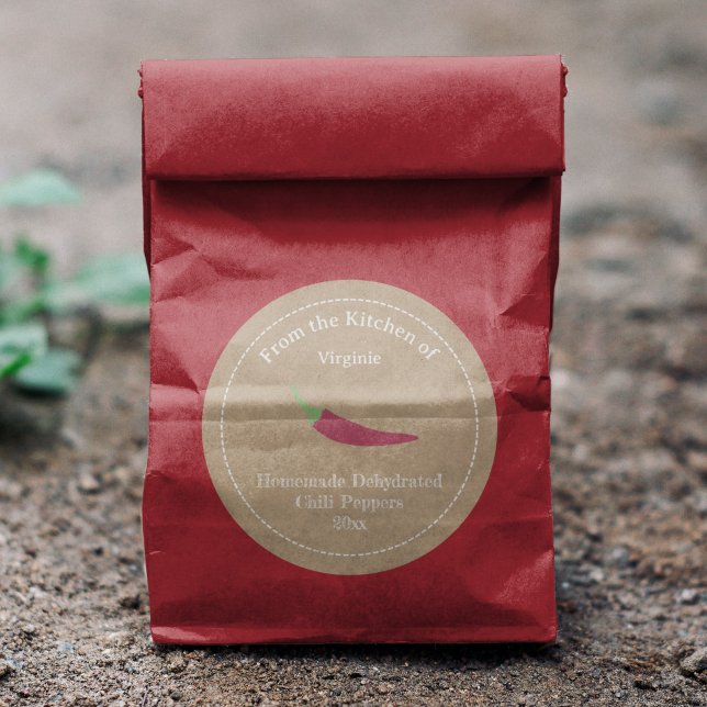 Autocollant Étiquette Kraft & Rustic Chili Peppers (Kraft & Rustic Chili Peppers Label Sticker)
