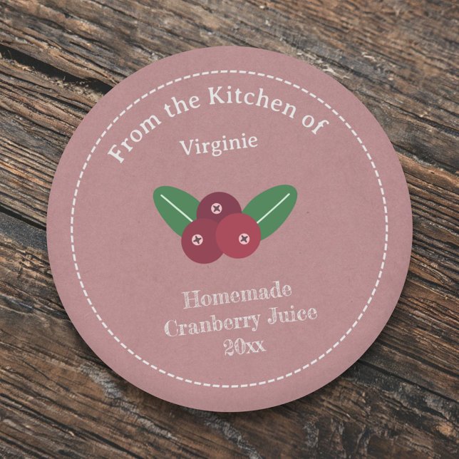 Autocollant Étiquette Kraft & Rustic Cranberry (Kraft & Rustic Cranberry Juice Label Sticker)