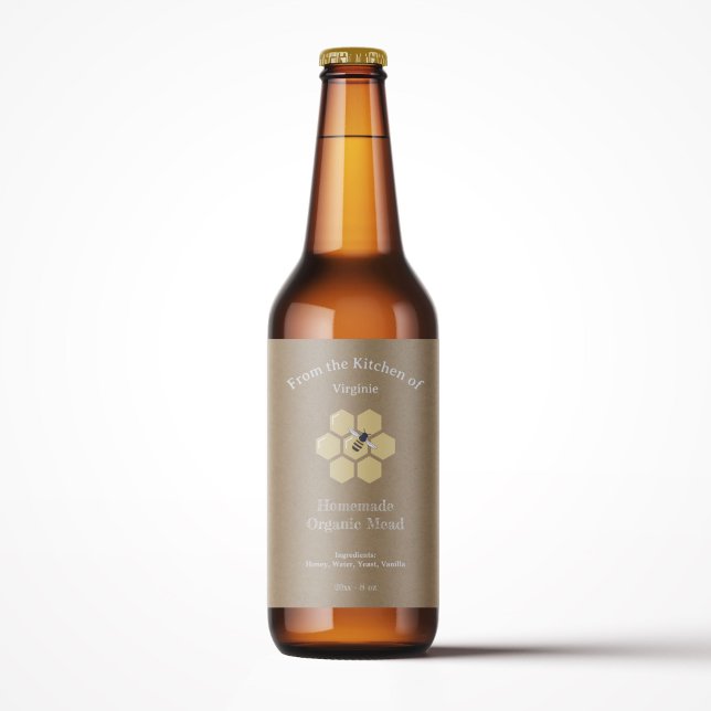 Autocollant Étiquette Kraft & Rustic Honey ou Mead (Kraft & Rustic Honey or Mead Bottle Label Sticker)