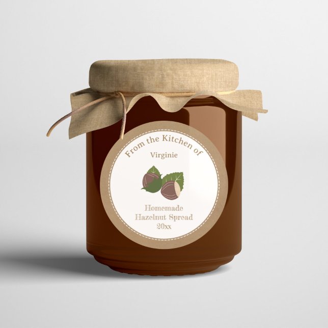 Autocollant Étiquette Kraft Rustic Jam ou Hazelnut (Kraft Rustic Jam or Hazelnut Spread Label Sticker)