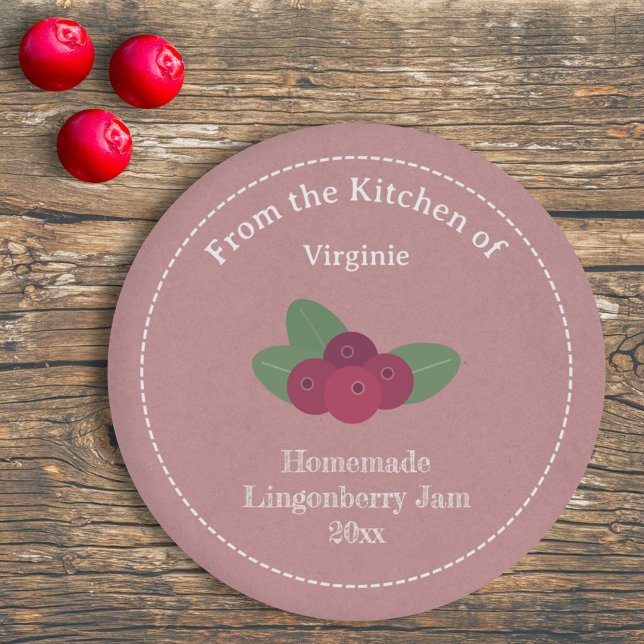 Autocollant Étiquette Kraft & Rustic Lingonberry (Kraft & Rustic Lingonberry Jam Label Sticker)