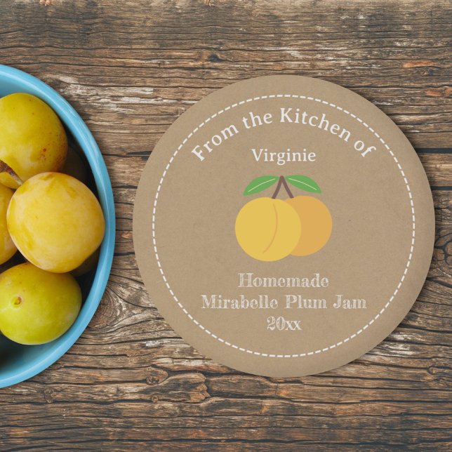 Autocollant Étiquette Kraft & Rustic Mirabelle Plu (Kraft & Rustic Mirabelle Plum Jam Label Sticker)