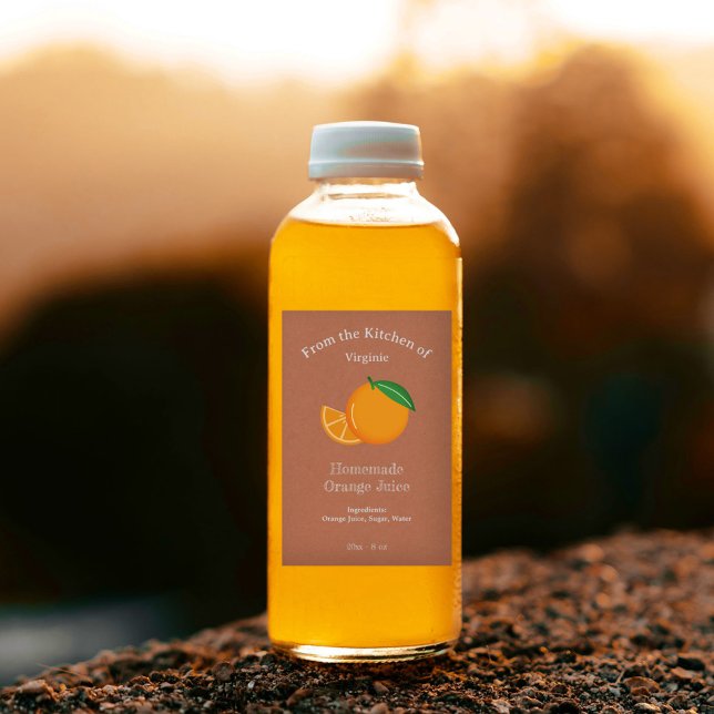 Autocollant Étiquette Kraft & Rustic Orange Jus (Kraft & Rustic Orange Juice Bottle Label Sticker)