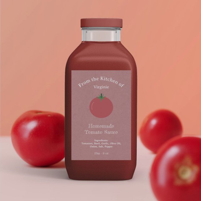 Autocollant Étiquette Kraft & Rustic Tomato Sauce  (Kraft & Rustic Tomato Sauce Bottle Label Sticker)