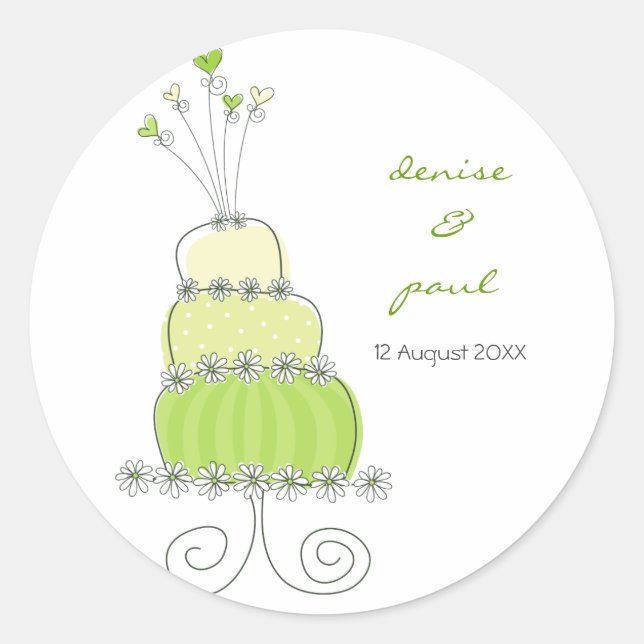Autocollant Étiquette Merci gâteau Mariage vert (Devant)