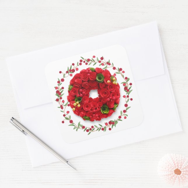 Autocollant, Étiquette - Rose (Enveloppe)