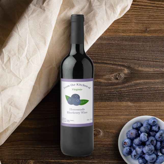 Autocollant Étiquette Rustique Blueberry Wine Bott (Rustic Blueberry Wine Bottle Label Sticker)