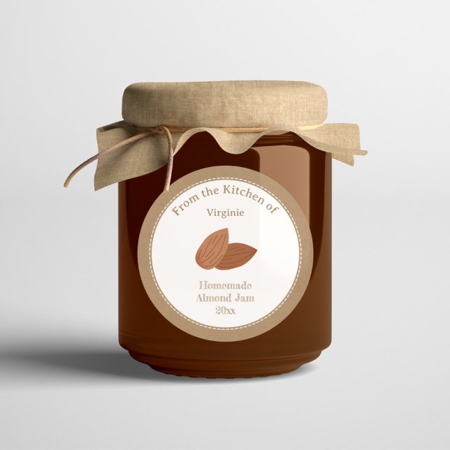 Autocollant Étiquette Rustique Jam Kraft (Rustic Almond Jam Kraft Label Sticker)