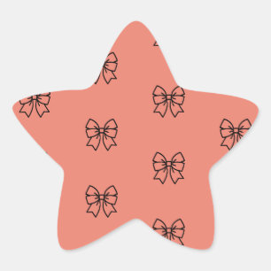 Autocollant étoile à motif noeud coquette rose mig
