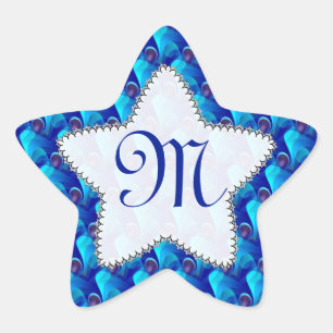 Autocollant étoile bleu violet Monogramme